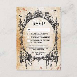 Wedding RSVP Gothic Frame Rustic Halloween Cards