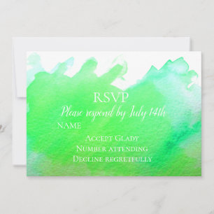 Wedding RSVP green modern watercolor RSVP Invitation