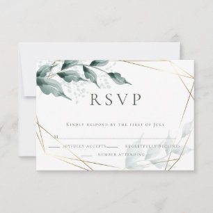 Wedding RSVP   Greyed Jade Green Botanical