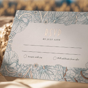 Wedding RSVP Insert Victorian Pimpernel Foil Invitation Postcard