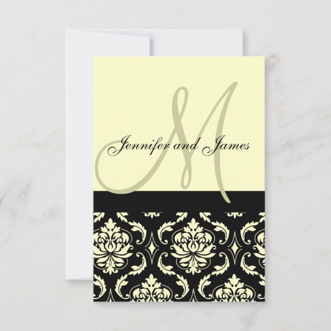 Wedding RSVP Ivory Damask for Square invites (Front)