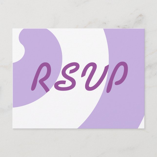 Wedding RSVP Lavender and White Swirls Invitation Postcard (Front)