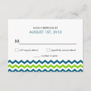 Wedding RSVP Modern Chevron Zigzag Card