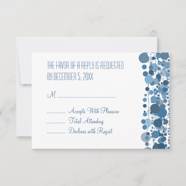 Wedding RSVP Modern Dots Blue Card (Front)