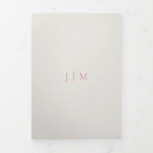 Wedding Rsvp Modern Simple Cream Pink Tri-Fold Card
