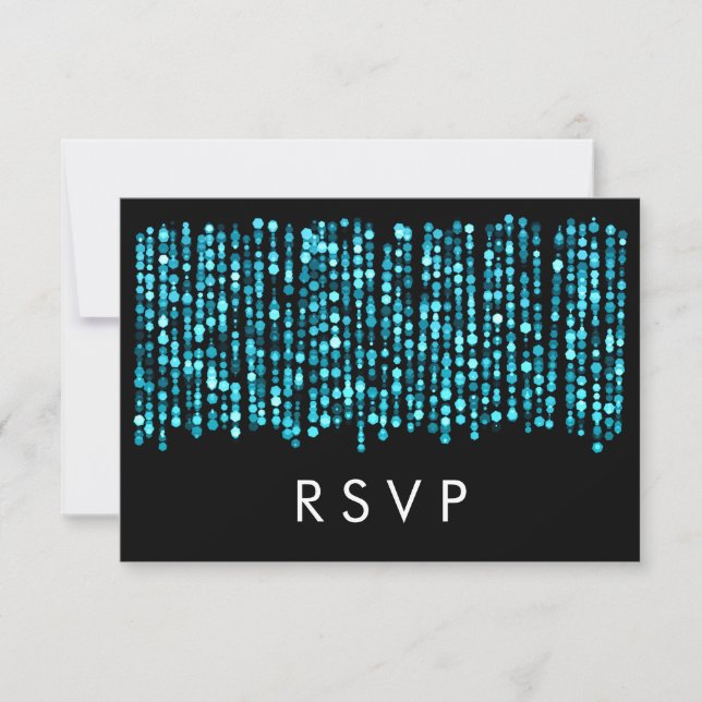 Wedding RSVP Modern Turquoise Lights (Front)