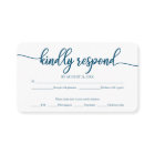 Wedding RSVP Ocean Blue Calligraphy Enclosure Card