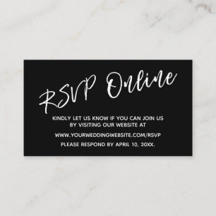 Wedding RSVP Online Casual Handwriting Black Card
