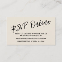 Wedding RSVP Online Casual Handwriting Cream
