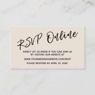 Wedding RSVP Online Casual Handwriting Cream Enclosure Card