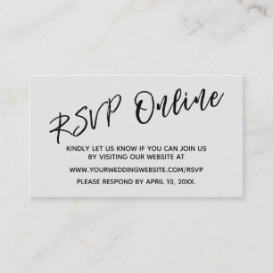 Wedding RSVP Online Casual Handwriting Grey Card