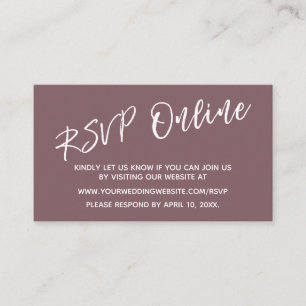 Wedding RSVP Online Casual Handwriting Mauve Enclosure Card