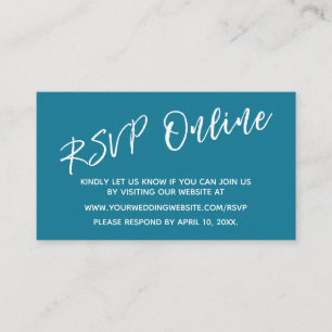 Wedding RSVP Online Casual Handwriting Mosaic Blue Enclosure Card