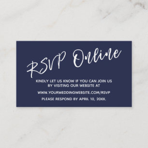 Wedding RSVP Online Casual Handwriting Navy Card