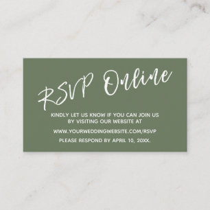 Wedding RSVP Online Casual Handwriting Olive Green Enclosure Card