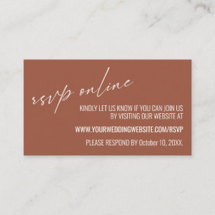 Wedding RSVP Online Contemporary Terracotta Enclosure Card