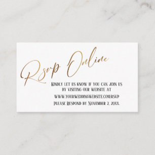 Wedding RSVP Online Gold Elegant Handwriting Enclosure Card