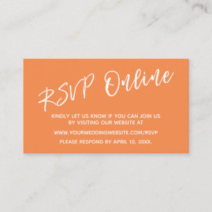 Wedding RSVP Online Handwriting Orange Cream Enclosure Card