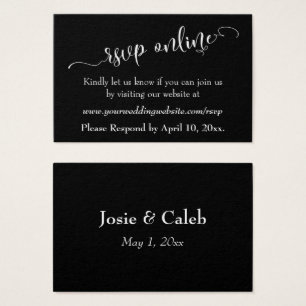 Wedding RSVP Online in White Script over Black