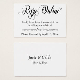 Wedding RSVP Online Insert Black Script, White, 04