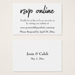 Wedding RSVP Online Insert Black Script, White, 14