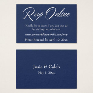 Wedding RSVP Online Insert White Script & Navy, 03
