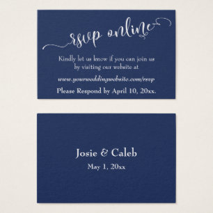 Wedding RSVP Online Insert White Script & Navy, 06