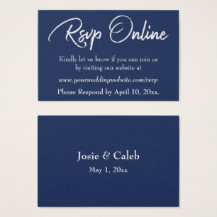 Wedding RSVP Online Insert White Script & Navy, 15