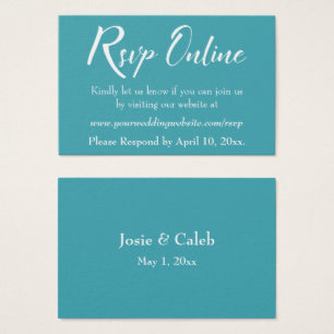 Wedding RSVP Online Insert White Script over Teal