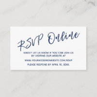 Wedding RSVP Online Navy Handwriting Insert Card