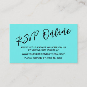 Wedding RSVP Online Simple Aqua Card