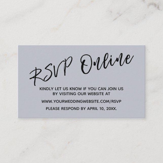 Wedding RSVP Online Simple Dusty Blue Card (Front)