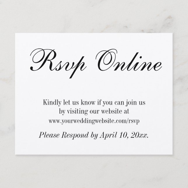 Wedding RSVP Online Simple Elegant Kraft Paper Enclosure Card (Front)