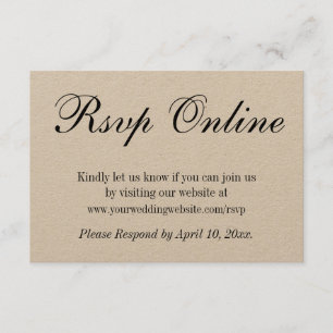 Wedding RSVP Online Simple Elegant Kraft Paper Enclosure Card