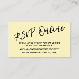 Wedding RSVP Online Simple Light Yellow Card