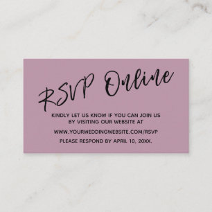 Wedding RSVP Online Simple Mauve Pink Card