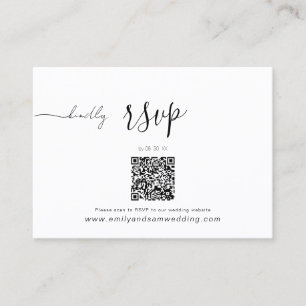 Wedding RSVP Pack QR Code Minimalist White Business Card