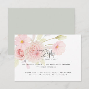 Wedding RSVP Pastel Pink Flowers Card