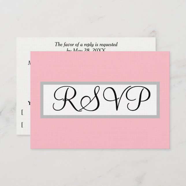 Wedding RSVP :Pastel Pink Roses Greenery (Front/Back)