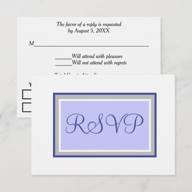 Wedding RSVP Periwinkle and Silver (Front/Back)
