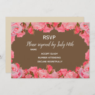 Wedding RSVP pink blush roses country rustic Invitation