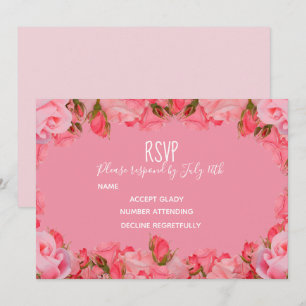 Wedding RSVP pink pastel blush roses theme Invitation