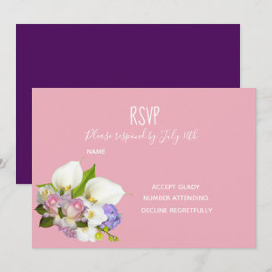 Wedding RSVP pink pastel floral and purple theme Invitation
