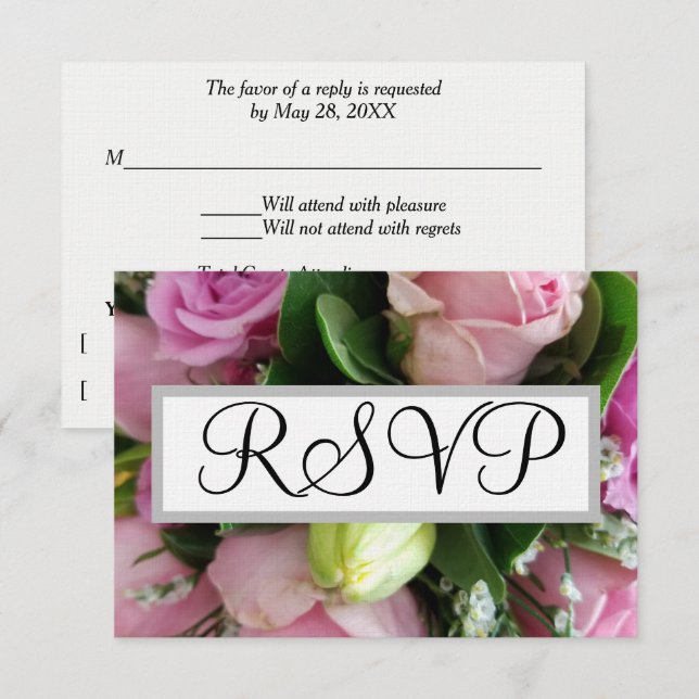 Wedding RSVP Pink Roses (Front/Back)