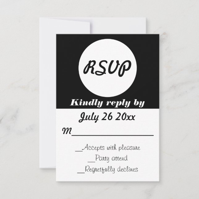 Wedding RSVP Polka Dots Customisable Colour Card (Front)