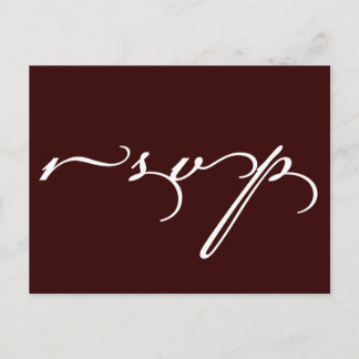 Wedding RSVP Postcard Brown