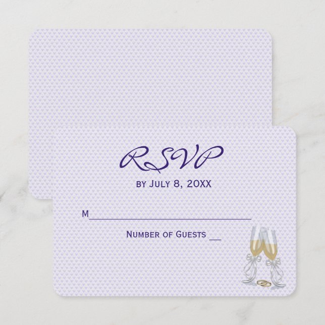 Wedding RSVP Purple Hearts Invitation (Front/Back)