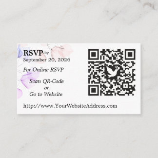 Wedding RSVP QR Code Enclosure Card Leaf Design