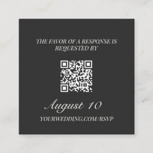 Wedding RSVP QR Code Illustrated Locket Monogram Enclosure Card