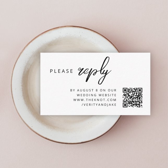Wedding RSVP | QR Code Minimalist Clean Simple Enclosure Card (Modern minimal wedding RSVP QR code enslosure cards - elegant, simple, and easily customizable)